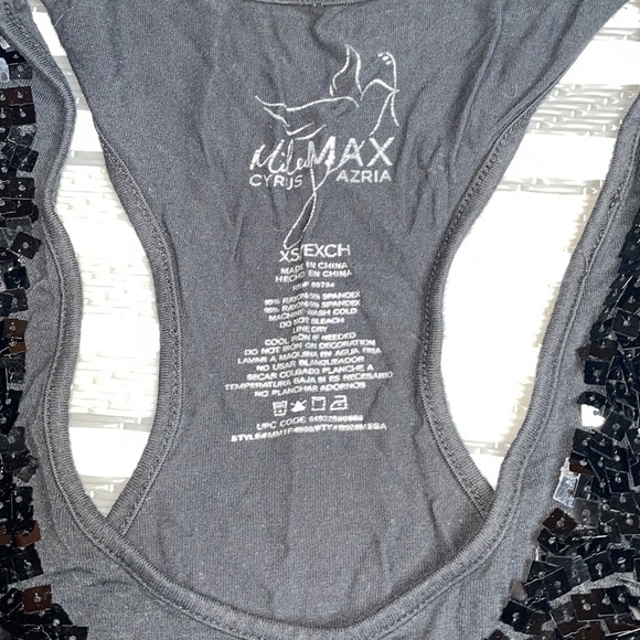 Miley Cyrus x Maxazria Gray Coquette Sequin Tank Top - Picture 2 of 3